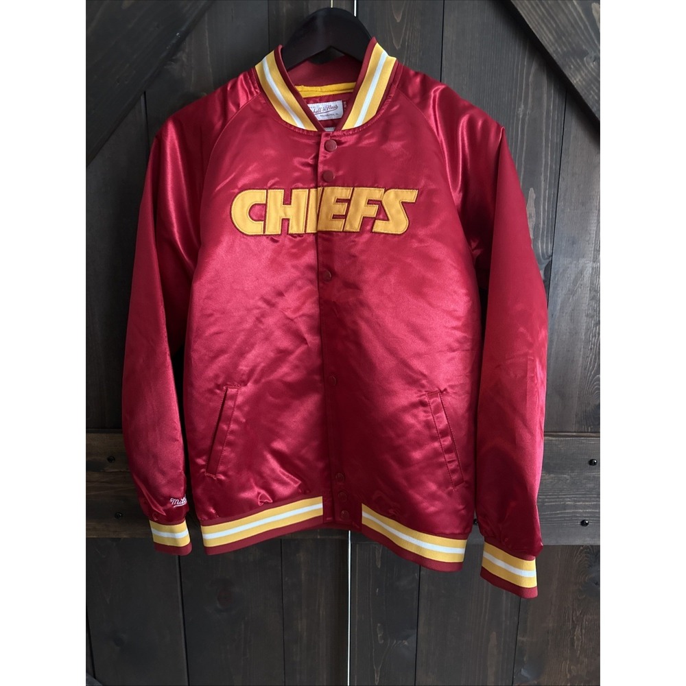 🔥‎ Youth Large Mitchell & Ness Kansas City Chiefs Lightweight Satin Jacket Red